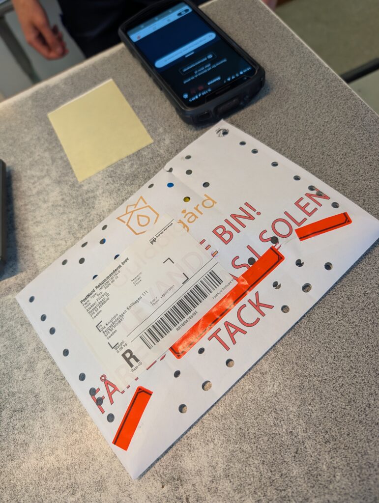 Queen shipped in an envelope marked Live bees