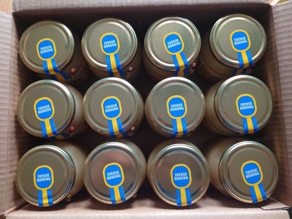 Box of 12 jars of honey
