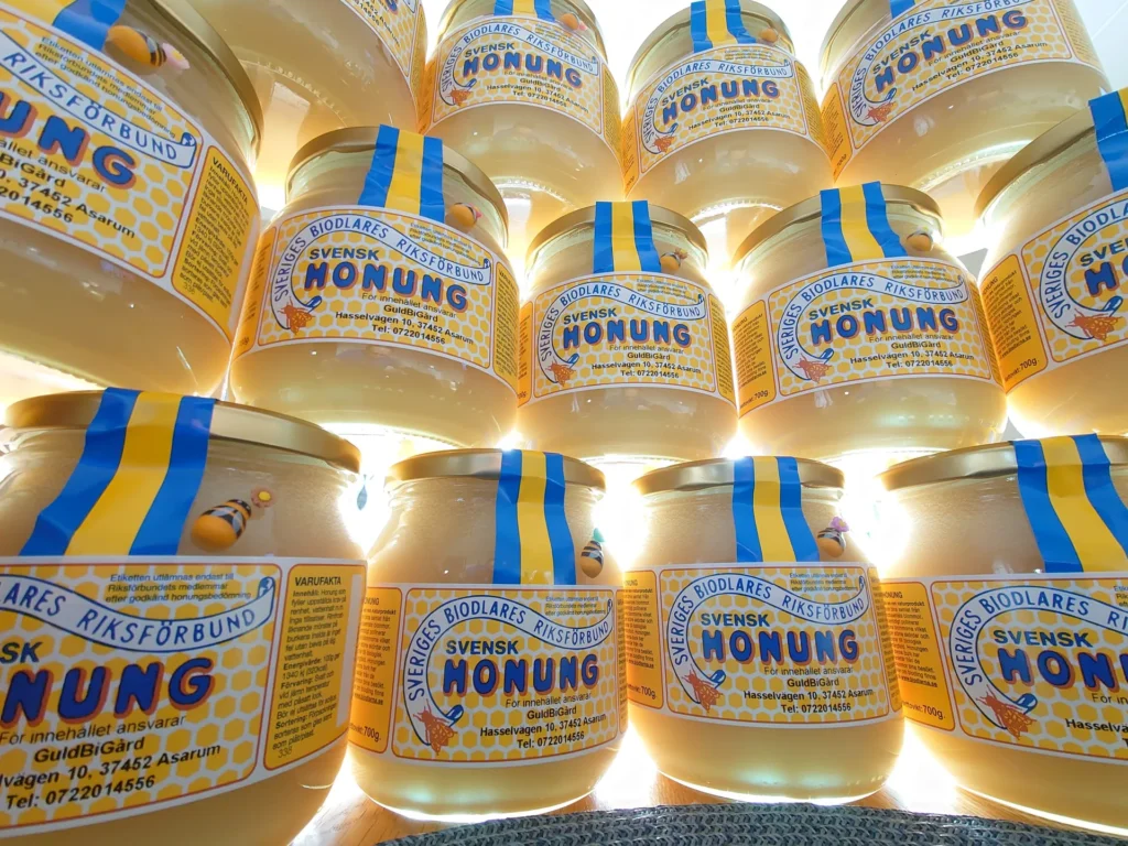 Jars of Svensk Honung from Guldbigård
